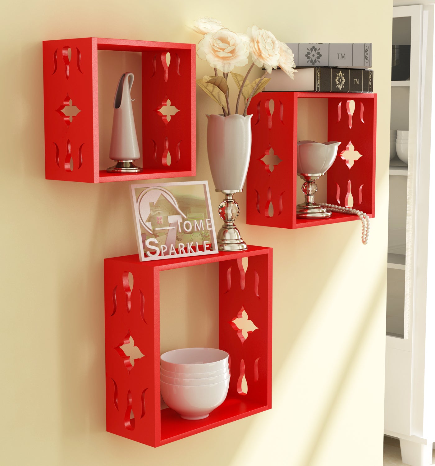 Home sparkle deals wooden wall shelf